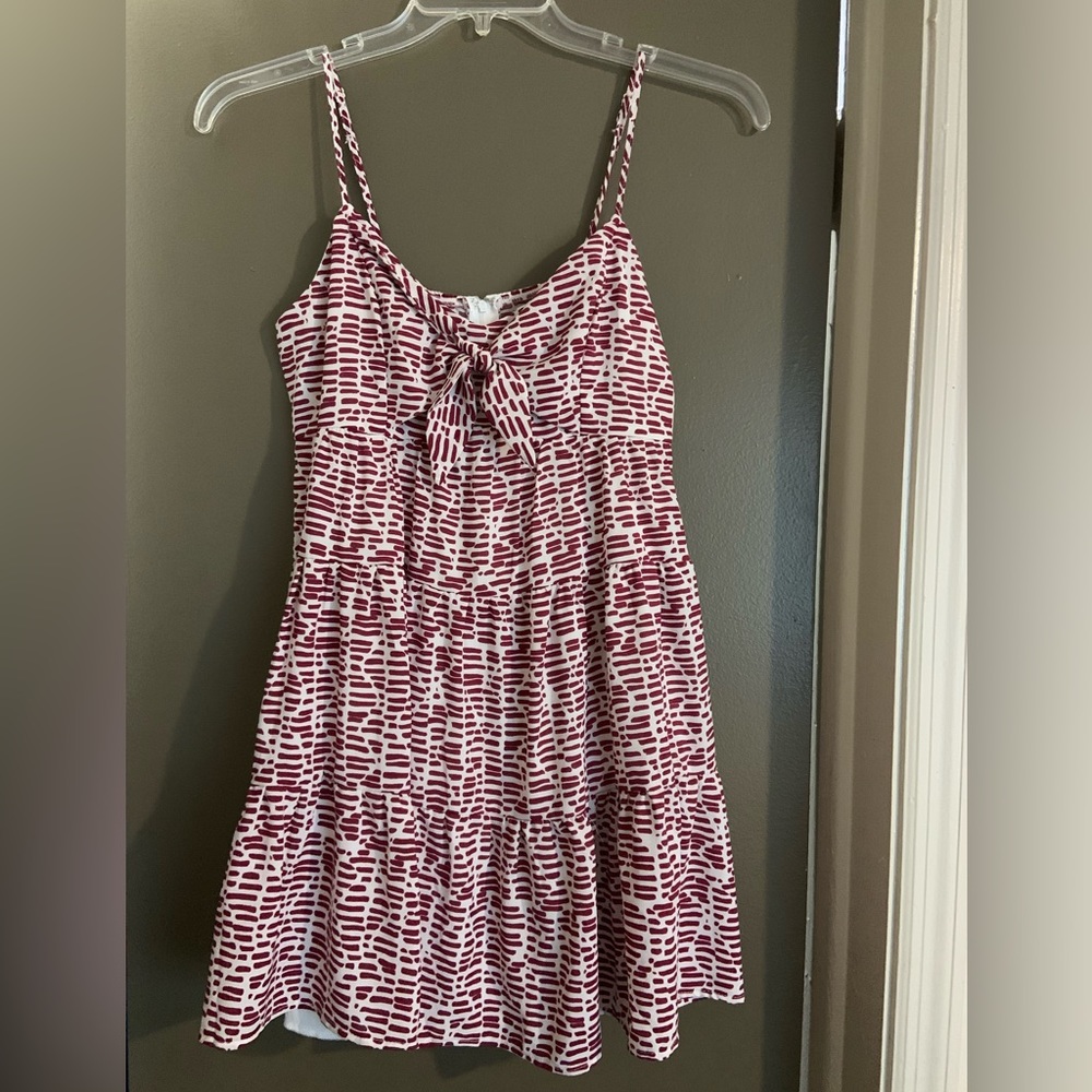 Blue Rain Red and White Patterned Dress